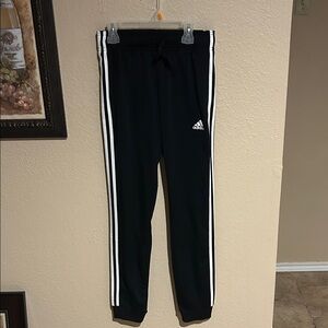 Adidas Black Track Pants White Side Stripe Joggers XS Athletic Athleisure